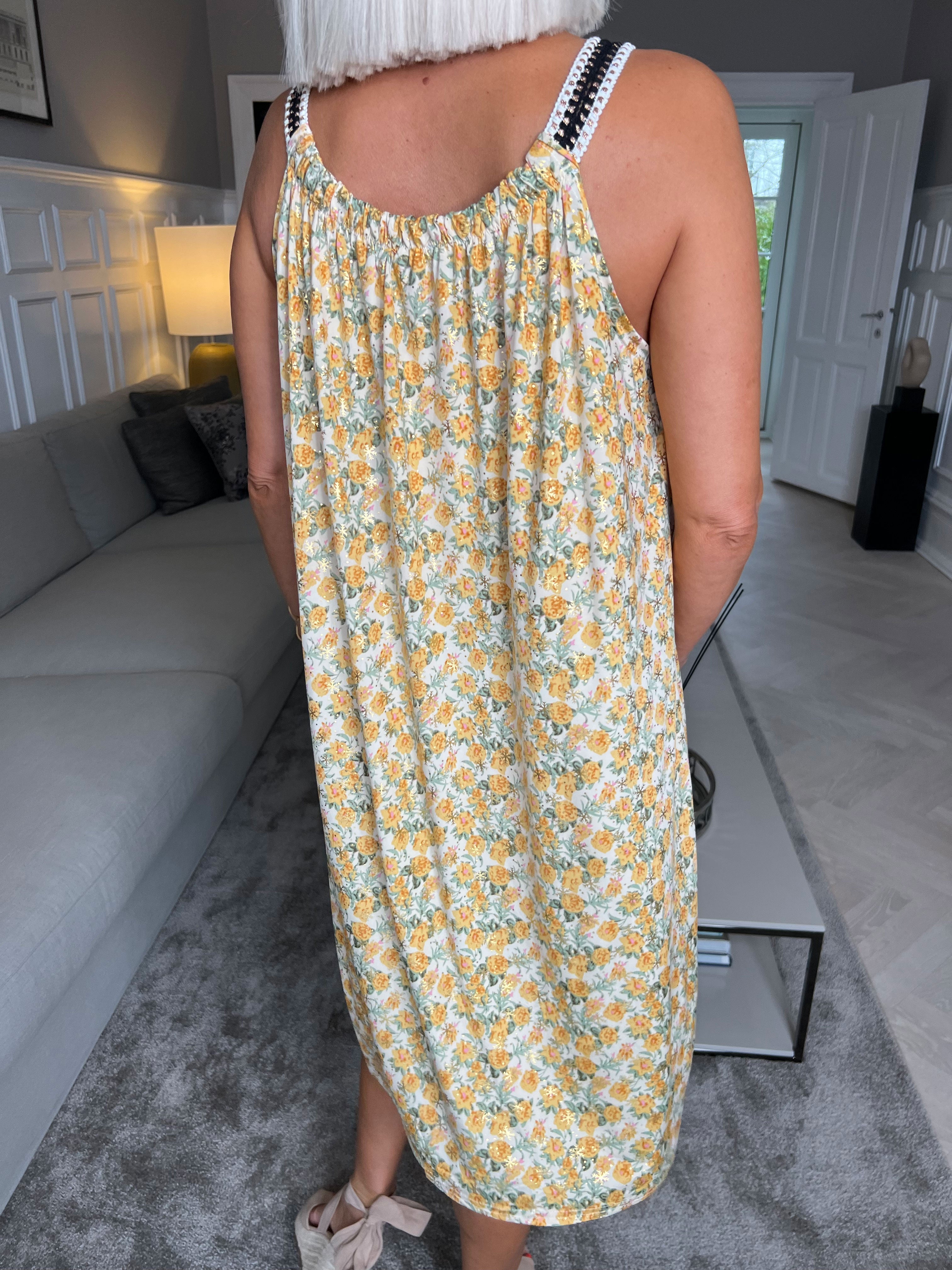 Asta Flower - Klänning med elastiskt band och blommigt tryck - Turquoise